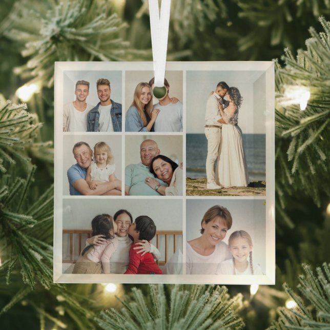  Create Your Own 7 Photo Collage  Glass Ornament (Insitu)
