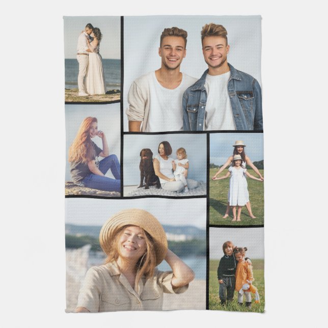 Create Your Own 7 Photo Collage Kitchen Towel (Vertical)