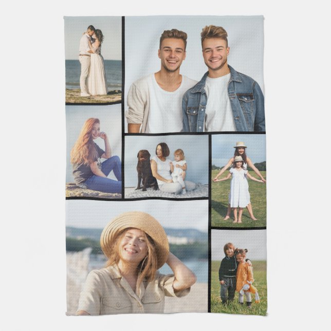 Create Your Own 7 Photo Collage Kitchen Towel (Vertical)