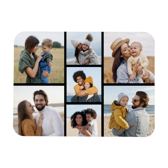 Create Your Own 7 Photo Collage Magnet (Horizontal)