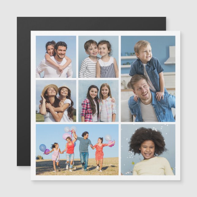 Create Your Own 7 Photo Collage Magnetic Card (Front/Back)