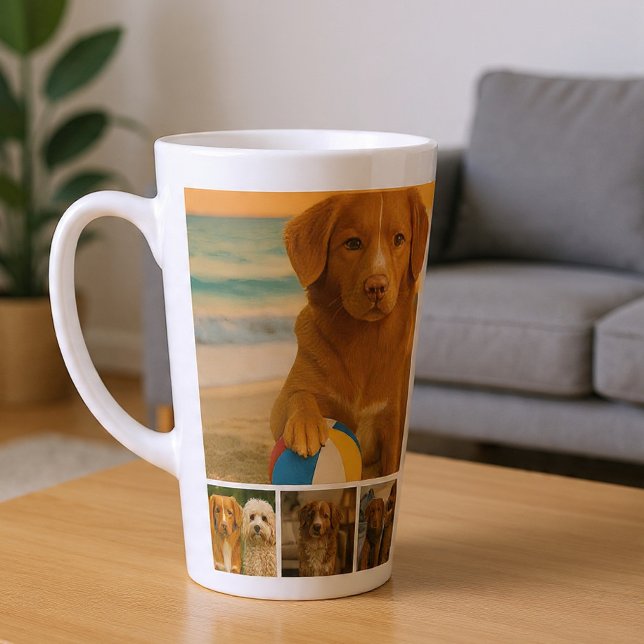 Create your own 7 photo collage personalized latte mug (Create your own 7 photo collage personalized latte mug by Ricaso. Photo gift idea, ideal for anyone)