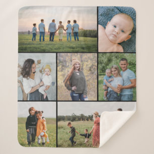 Create Your Own 7 Photo Collage Sherpa Blanket