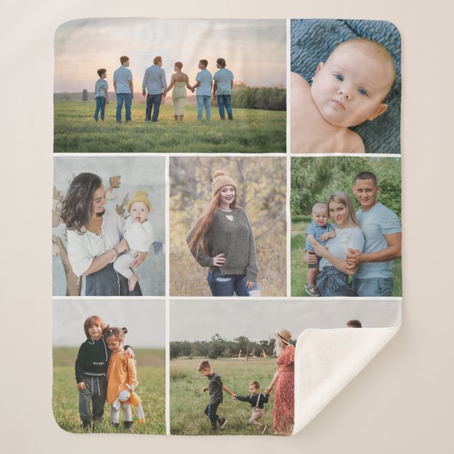 Create Your Own 7 Photo Collage Sherpa Blanket (Front)