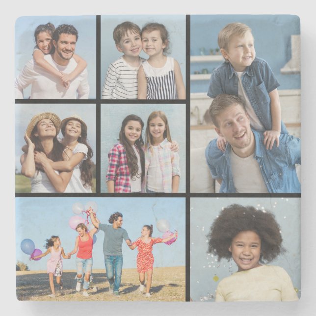  Create Your Own 7 Photo Collage  Stone Coaster (Front)