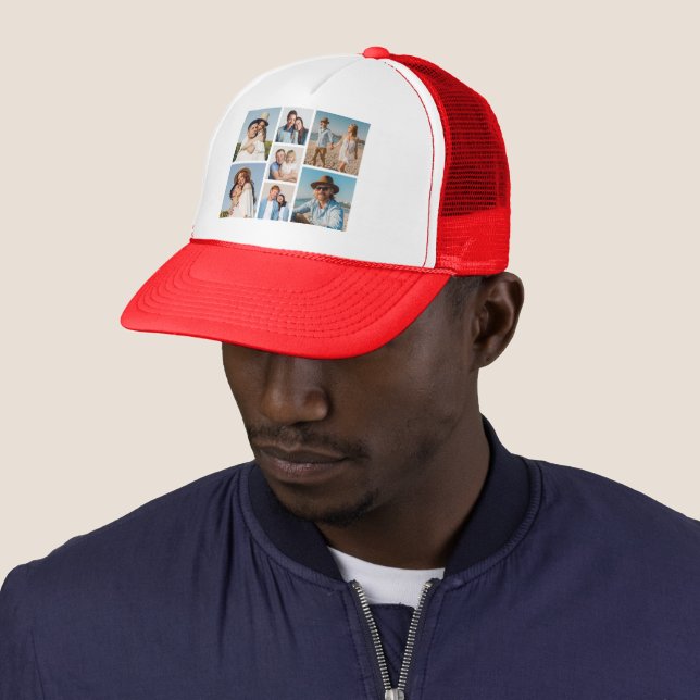 Create Your Own 7 Photo Collage Trucker Hat (In Situ)