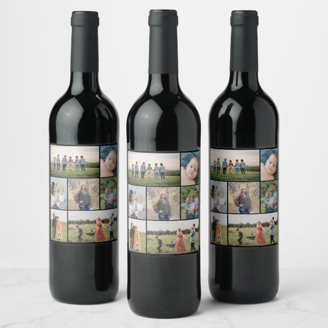 Create Your Own 7 Photo Collage Wine Label (Bottles)