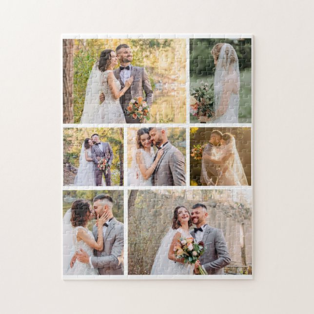 Create Your Own 7 Photo Wedding Collage Jigsaw Puzzle (Vertical)