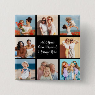 Create Your Own 8 Photo Collage Add Your Greeting 2 Inch Square Button