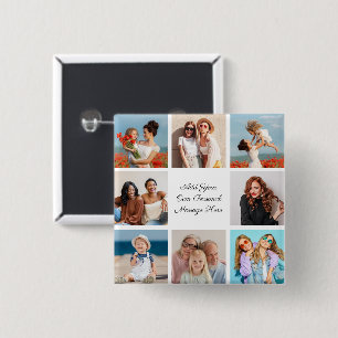 Create Your Own 8 Photo Collage Add Your Greeting 2 Inch Square Button