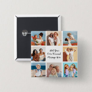 Create Your Own 8 Photo Collage Add Your Greeting 2 Inch Square Button