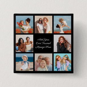 Create Your Own 8 Photo Collage Add Your Greeting 2 Inch Square Button