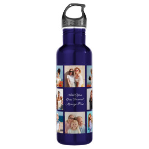 Create Your Own 8 Photo Collage Add Your Greeting 710 Ml Water Bottle