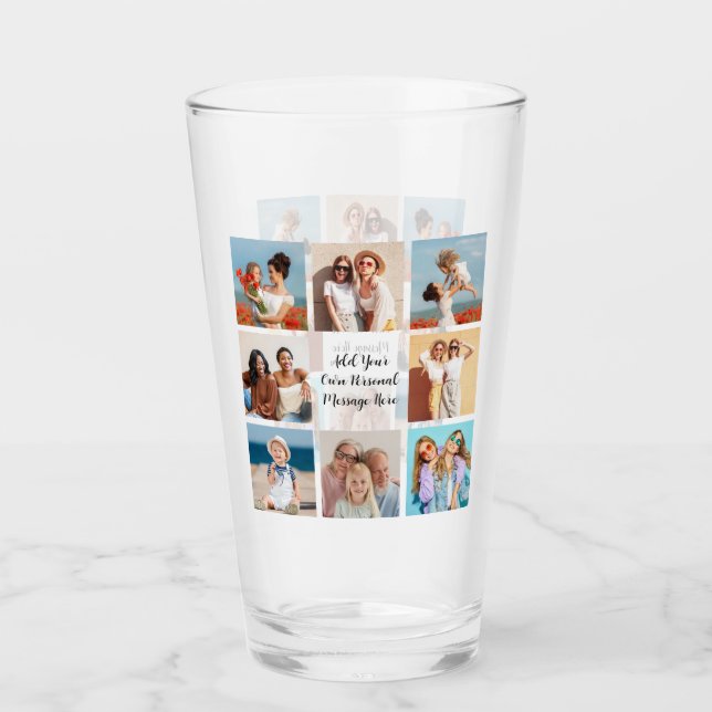 Create Your Own 8 Photo Collage Add Your Greeting Glass (Front)