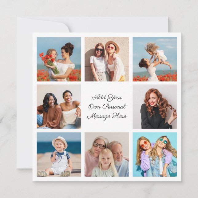 Create Your Own 8 Photo Collage Add Your Greeting Invitation (Front)