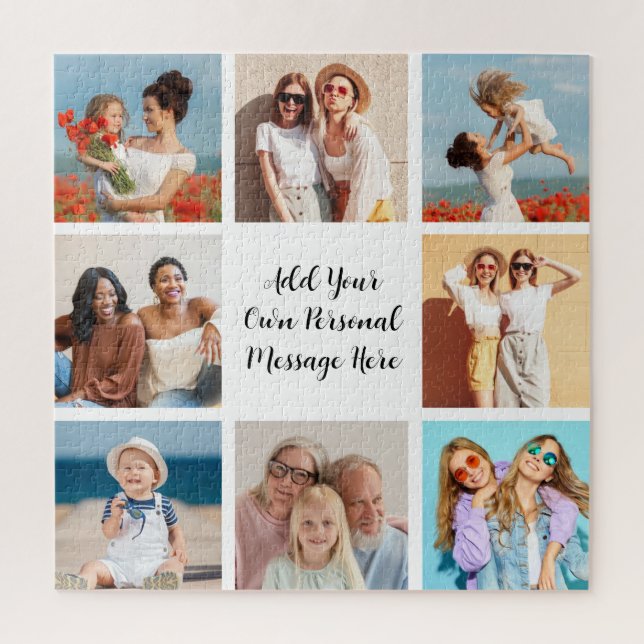 Create Your Own 8 Photo Collage Add Your Greeting Jigsaw Puzzle (Vertical)