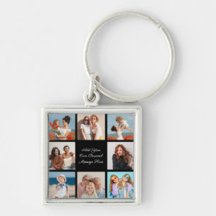 Create Your Own 8 Photo Collage Add Your Greeting Keychain