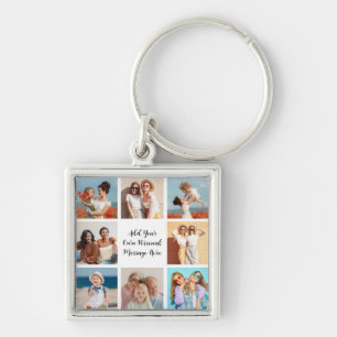Create Your Own 8 Photo Collage Add Your Greeting Keychain
