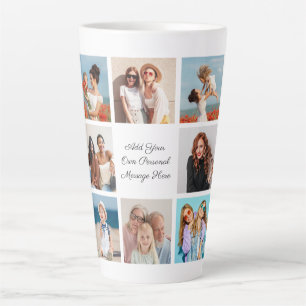 Create Your Own 8 Photo Collage Add Your Greeting Latte Mug