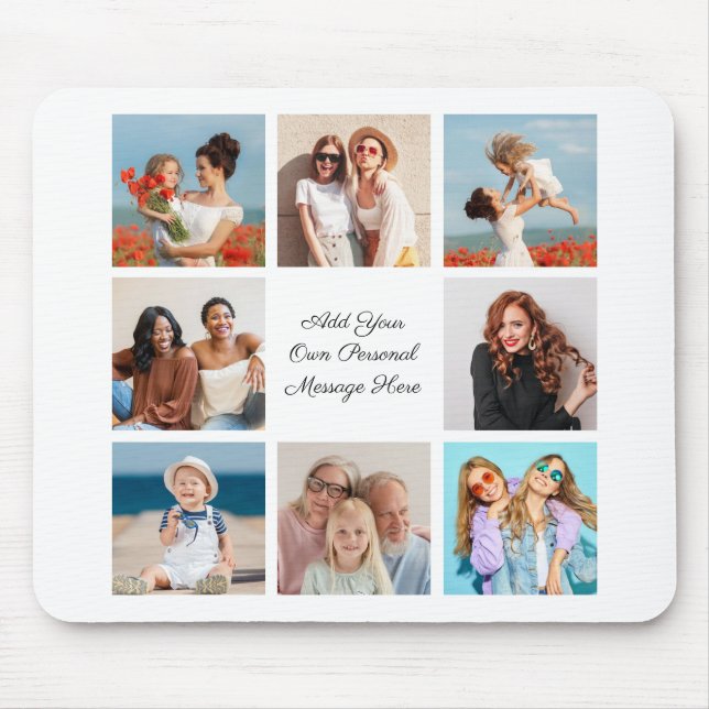 Create Your Own 8 Photo Collage Add Your Greeting Mouse Pad (Front)