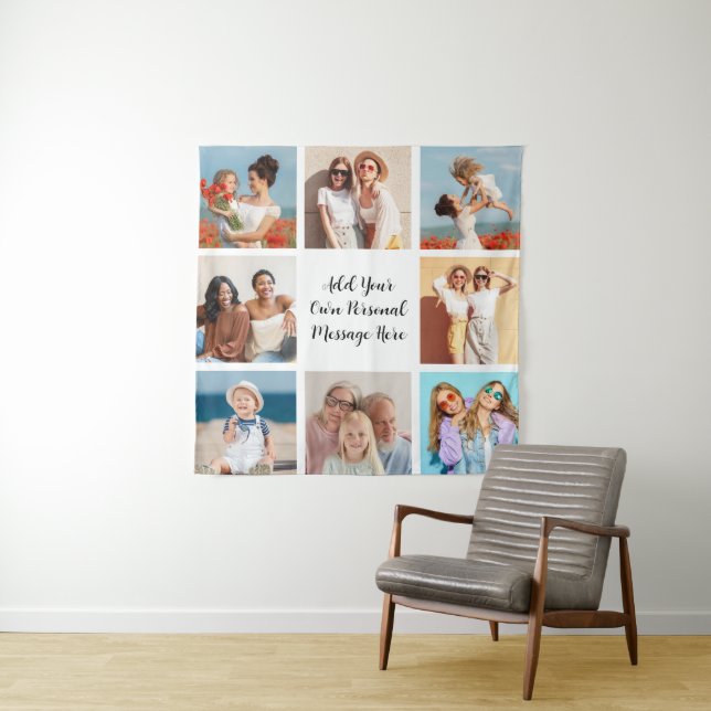 Create Your Own 8 Photo Collage Add Your Greeting Tapestry (In Situ)