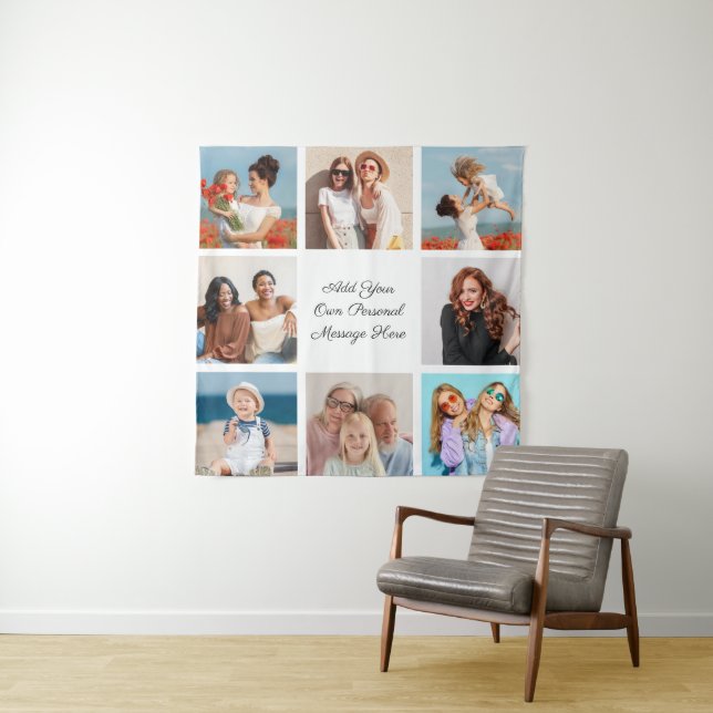 Create Your Own 8 Photo Collage Add Your Greeting Tapestry (In Situ)