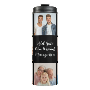 Create Your Own 8 Photo Collage Add Your Greeting Thermal Tumbler