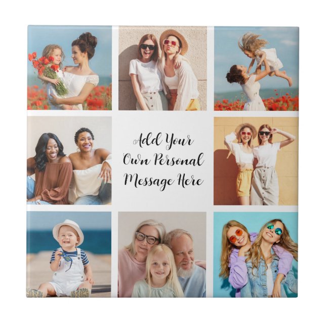 Create Your Own 8 Photo Collage Add Your Greeting Tile (Front)