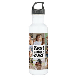 Create Your Own 8 Photo Collage Best Dad Ever 710 Ml Water Bottle