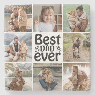 Create Your Own 8 Photo Collage Best Dad Ever  Stone Coaster