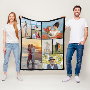 Create Your Own 8 Photo Collage Fleece Blanket