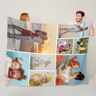 Create Your Own 8 Photo Collage Fleece Blanket