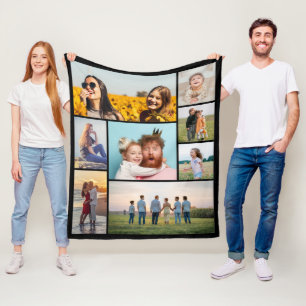 Create Your Own 8 Photo Collage Fleece Blanket