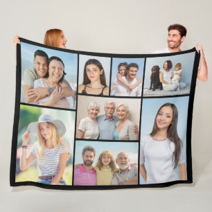 Create Your Own 8 Photo Collage Fleece Blanket