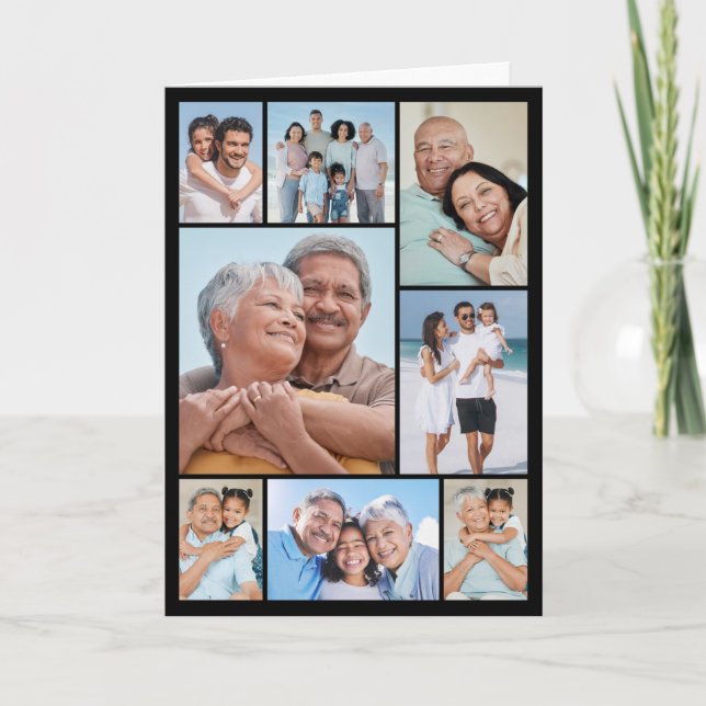 Create Your Own 8 Photo Collage Greeting Card (Front)