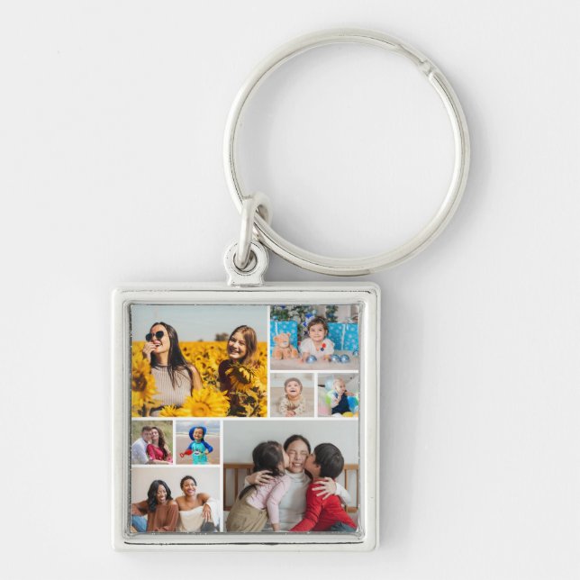 Create Your Own 8 Photo Collage Keychain (Front)