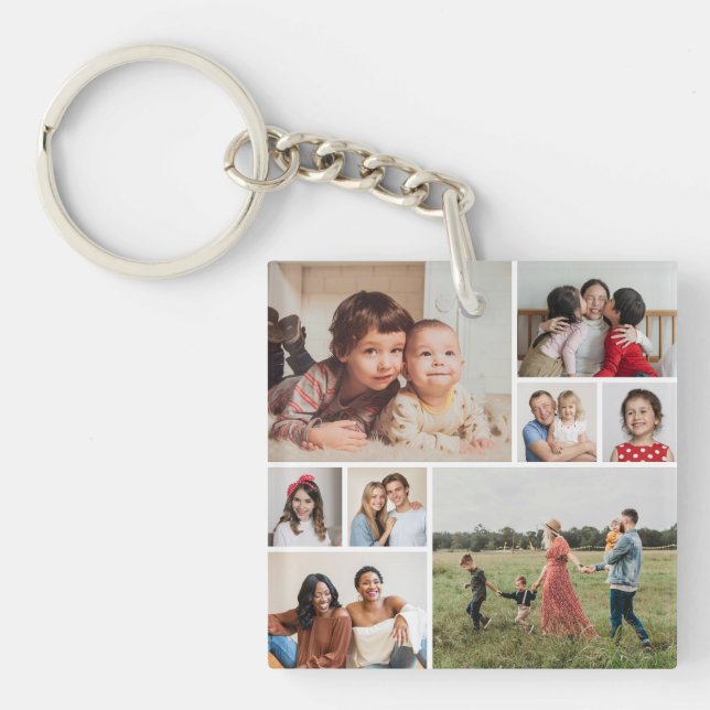 Create Your Own 8 Photo Collage Keychain (Front)