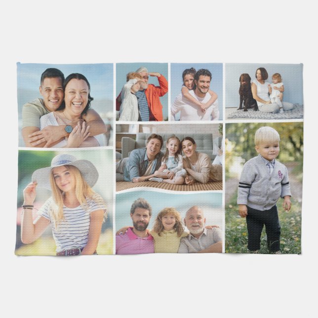 Create Your Own 8 Photo Collage  Kitchen Towel (Horizontal)