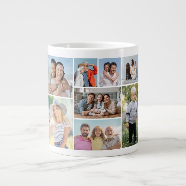 Create Your Own 8 Photo Collage  Large Coffee Mug (Front)