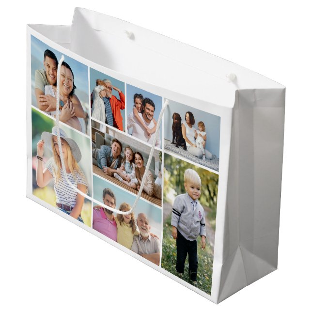 Create Your Own 8 Photo Collage  Large Gift Bag (Front Angled)