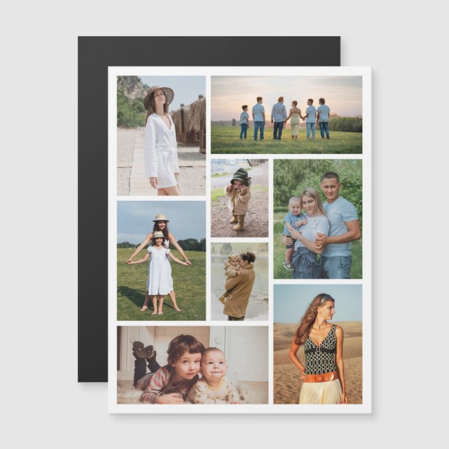 Create Your Own 8 Photo Collage Magnetic Card (Front/Back)