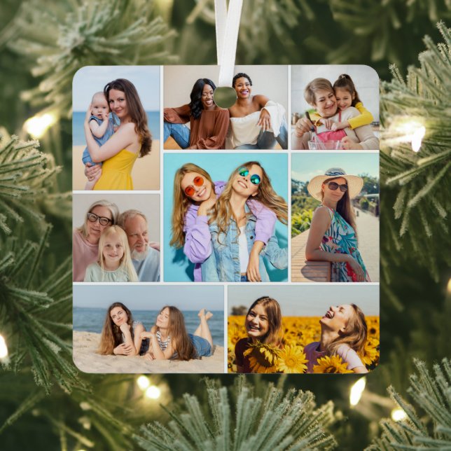 Create Your Own 8 Photo Collage Metal Ornament (Insitu)