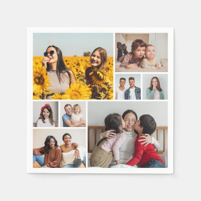Create Your Own 8 Photo Collage Napkin (Front)