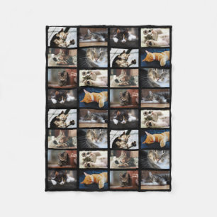 Create Your Own 8 Photo Collage on Black Fleece Blanket