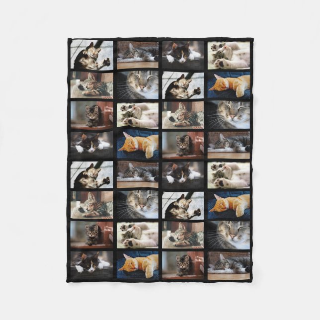 Create Your Own 8 Photo Collage on Black Fleece Blanket (Front)