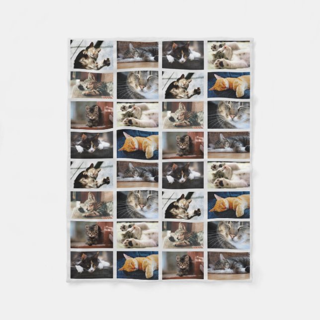 Create Your Own 8 Photo Collage on Grey Fleece Blanket (Front)