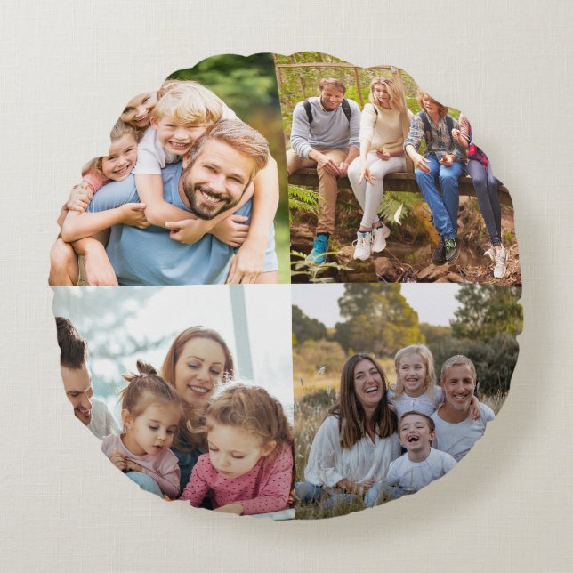 Create your Own 8 Photo Collage  Round Pillow (Front)