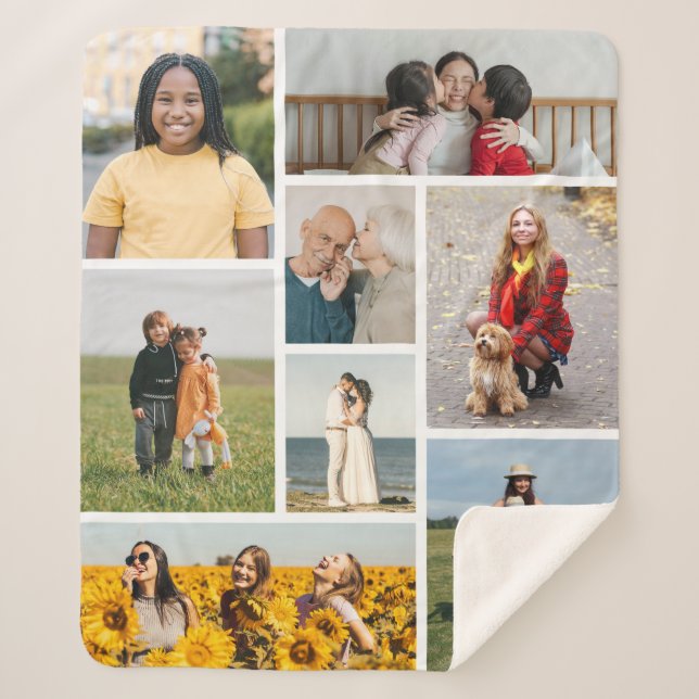 Create Your Own 8 Photo Collage Sherpa Blanket (Front)