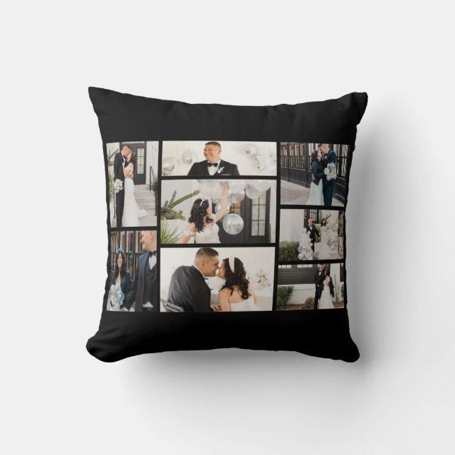 Create Your Own 8 Photo Collage Throw Pillow (Front)