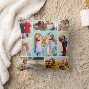Create Your Own 8 Photo Collage Throw Pillow